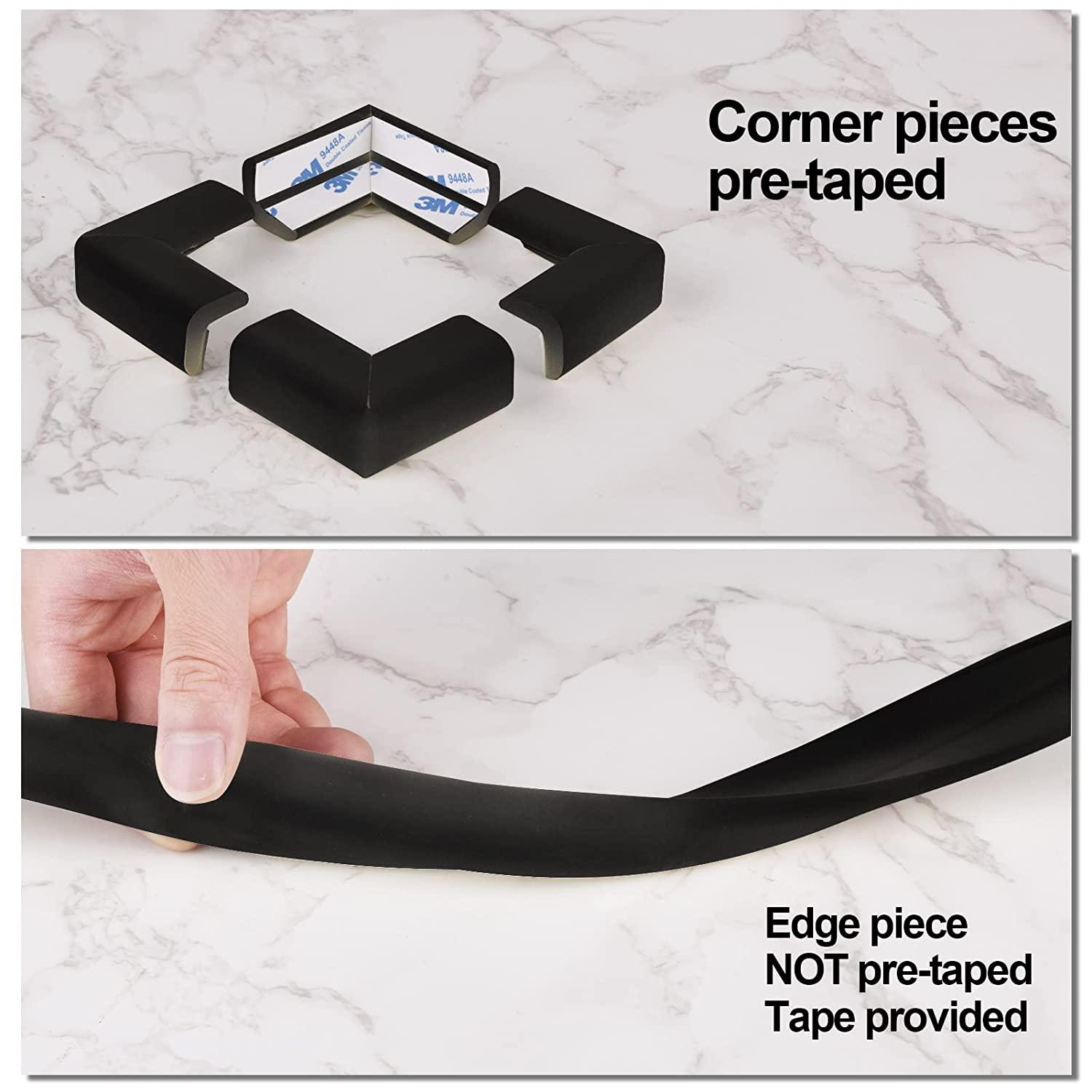 12 Pack Soft Corner Protector Baby Proofing Edge and Corner Guards, Safety  Pre-Taped Furniture Bumper for Fireplace, Table, Stair, Cabinet (Black)  Black 12 Pack