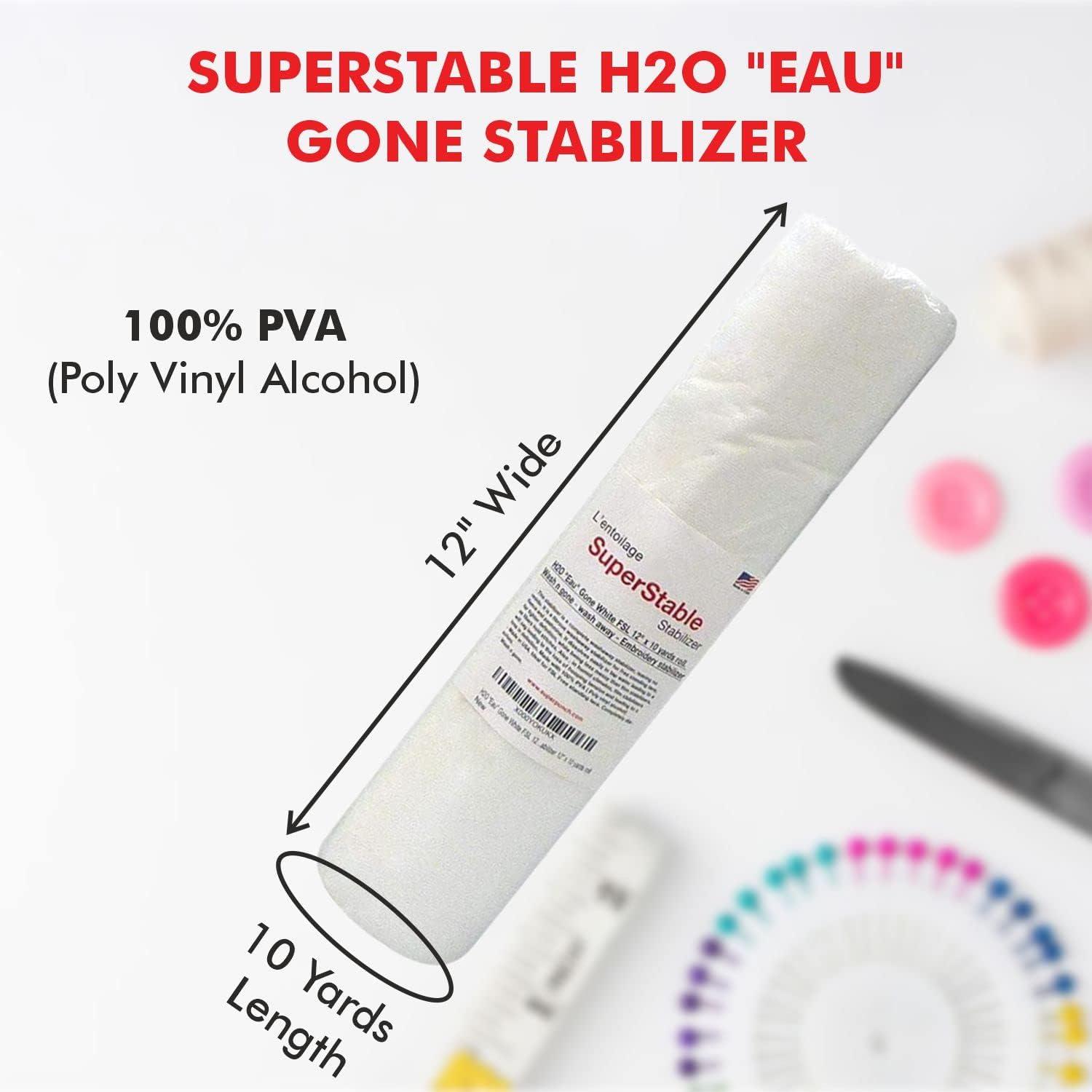 Superpunch Wash Away Stabilizer, SuperStable H2O Eau Gone White