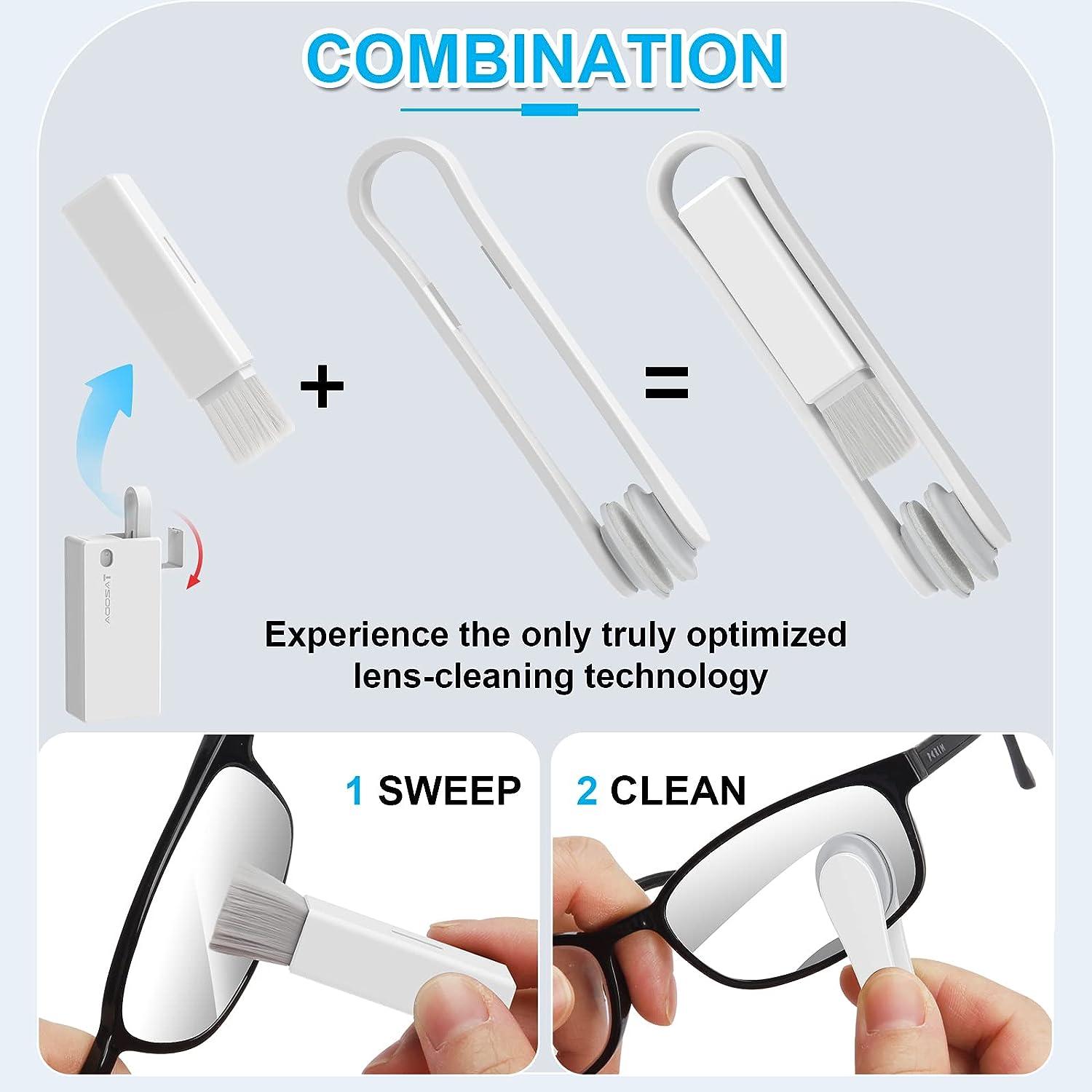 Eyeglass Cleaner Kit, Efficient Carbon Microfiber Technology Eyeglasses  Cleaner Cleaning Clips, Lens Anti Fog Spray, Microfiber Cleaning Cloth,  Soft Brush 5-in-1 Portable Glasses Cleaner Tool