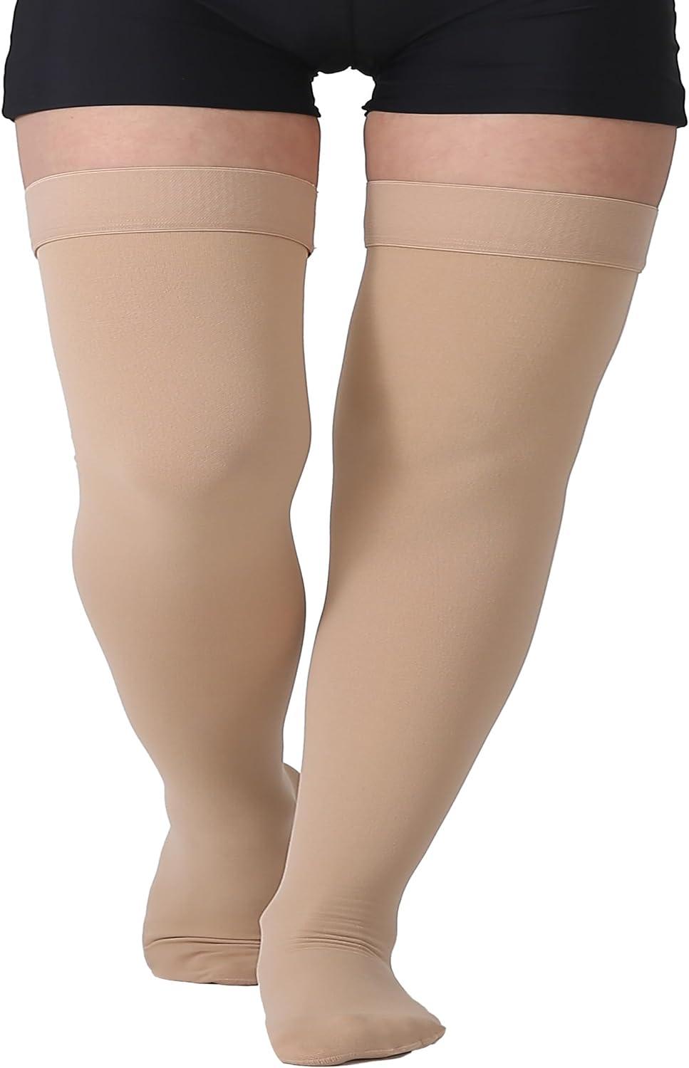 TOFLY Medical Thigh High Compression Stockings for Women & Men Closed Toe  Opaque Firm 20-30mmHg Graduated Compression Socks with Silicone Band  Support for Varicose Veins Edema Travel Beige 3XL 3XL 20-30mmhg Beige