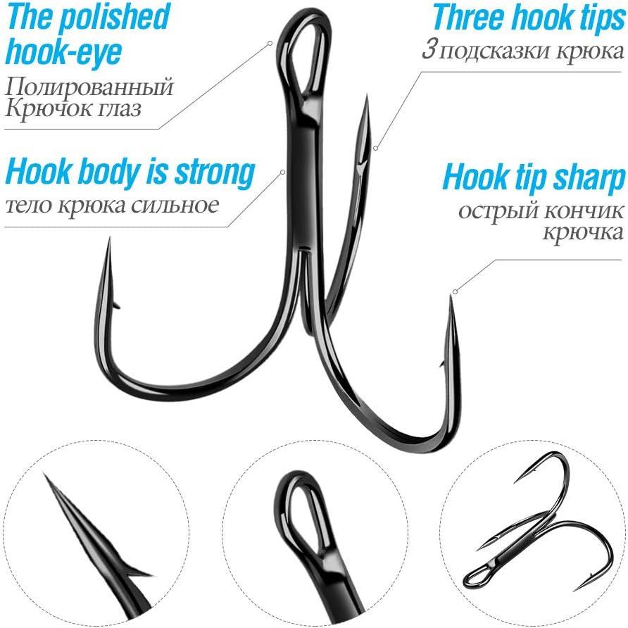 High Carbon Steel Small Fishing Hooks 2/6/8 Hook Treble Tackle Equipment In  Black From Wangyib, $12.5