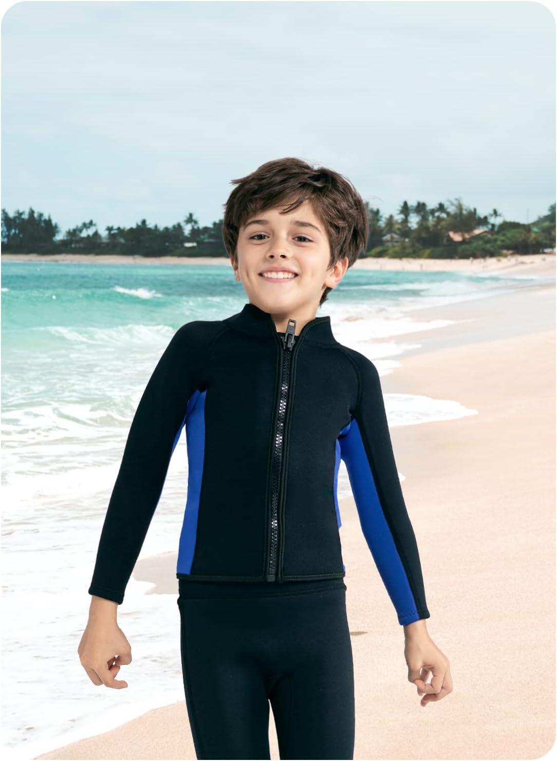 Wetsuit Top Men 3mm Neoprene Womens Kids Jacket Long Sleeves Front Zipper  Wet Suit 2mm for Surfing Diving Swimming Snorkeling Kayaking