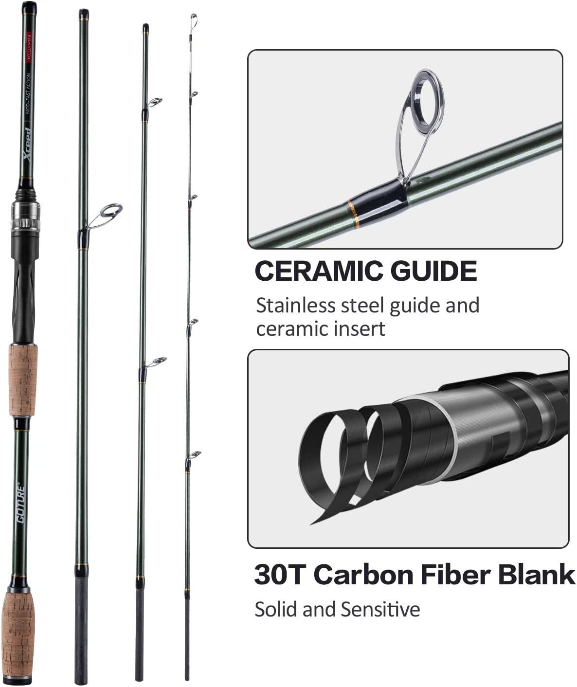 Goture WARRIOR Carbon Fiber Goture Travel Fishing Rods 4 Sections