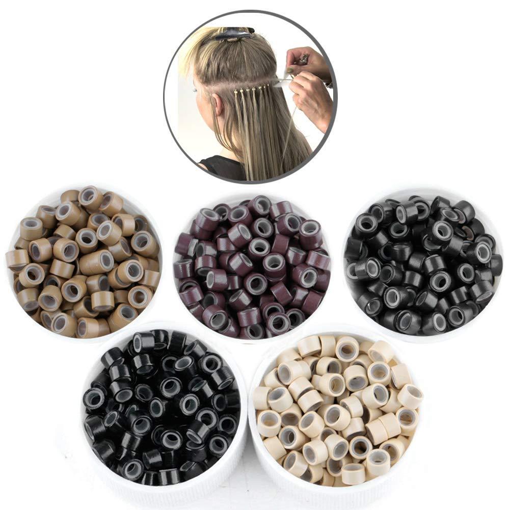 500pcs Hair Extension Beads, Seamless Silicone 5 mm Lined Micro Ring Link Bead for Human Hair Extensions, Hair Wigs - Multicolor,Temu