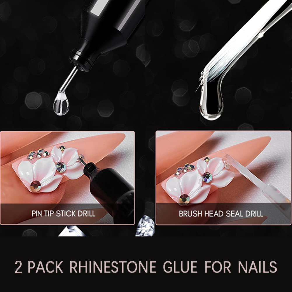 2Pack Nail Rhinestones Glue, Gel Rhinestone Glue for Nails with