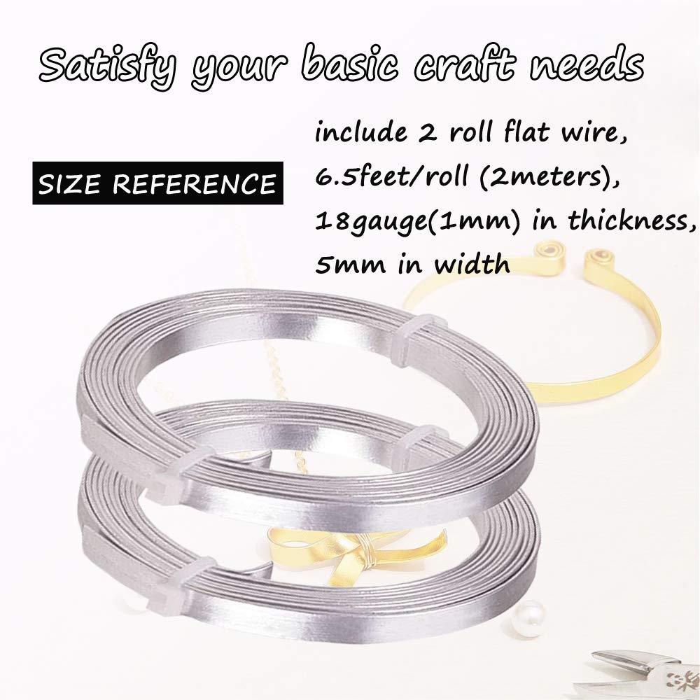 Flat Aluminum Wire Nose Wire for Mask Bendable Flat Wire for Crafts 5mm  Metal Strips for DIY Jewelry Making Bezel Sculpting Armature 18Gauge  6.5Feet/Roll 2Rolls (5mm Wide Silver 2) 5mm wide silver