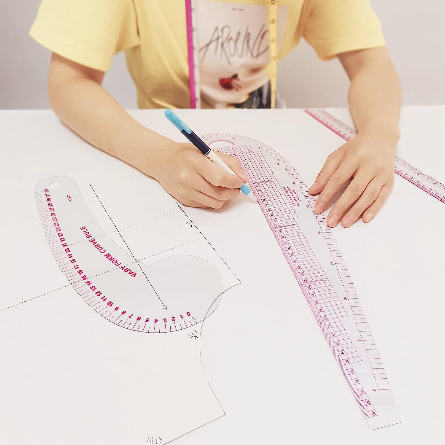 HLZC French Curve Ruler for Pattern Making, 15 Pieces Clear Sewing