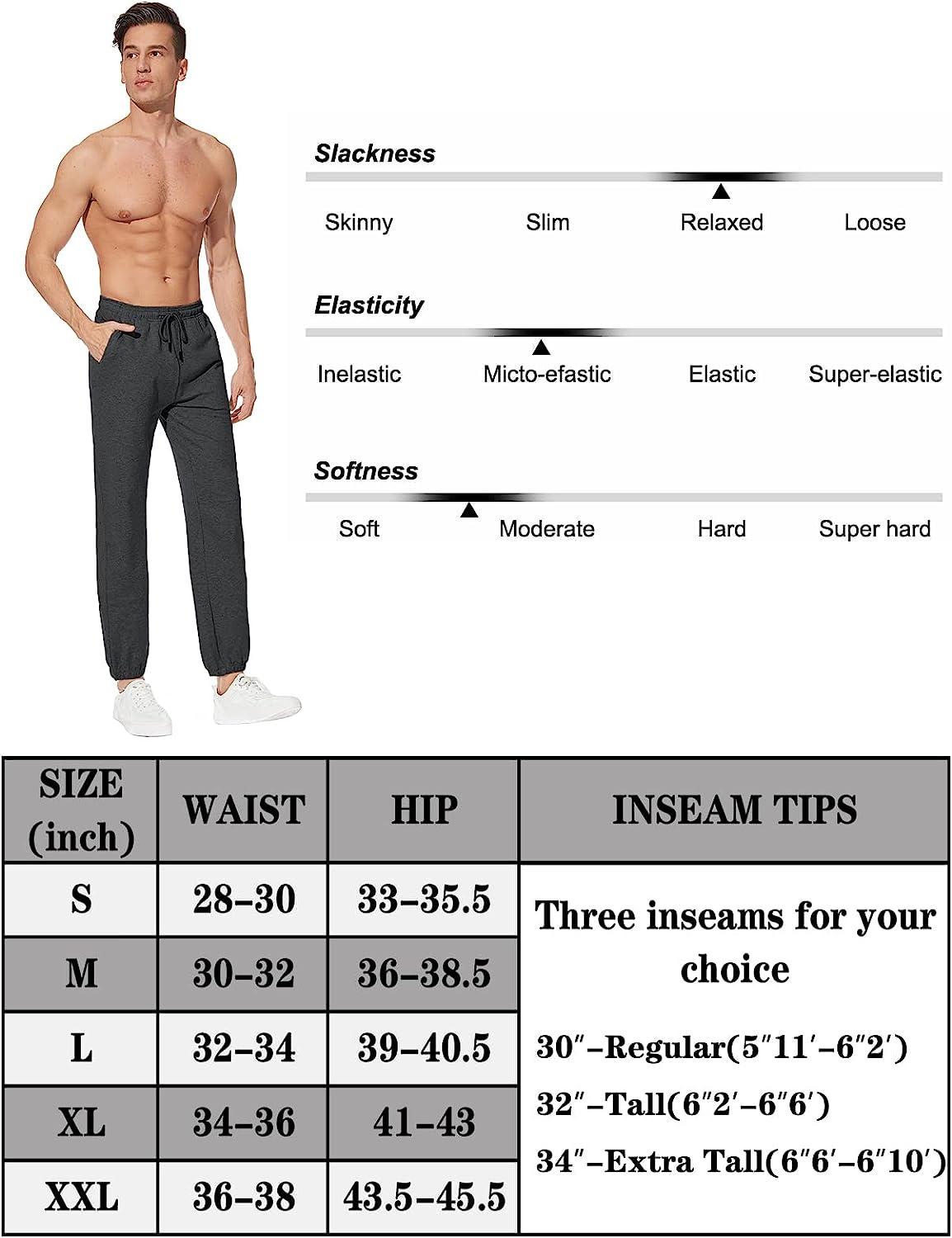 Mens Joggers Sweatpants Slim Lightweight Track Pants Zipper Pockets