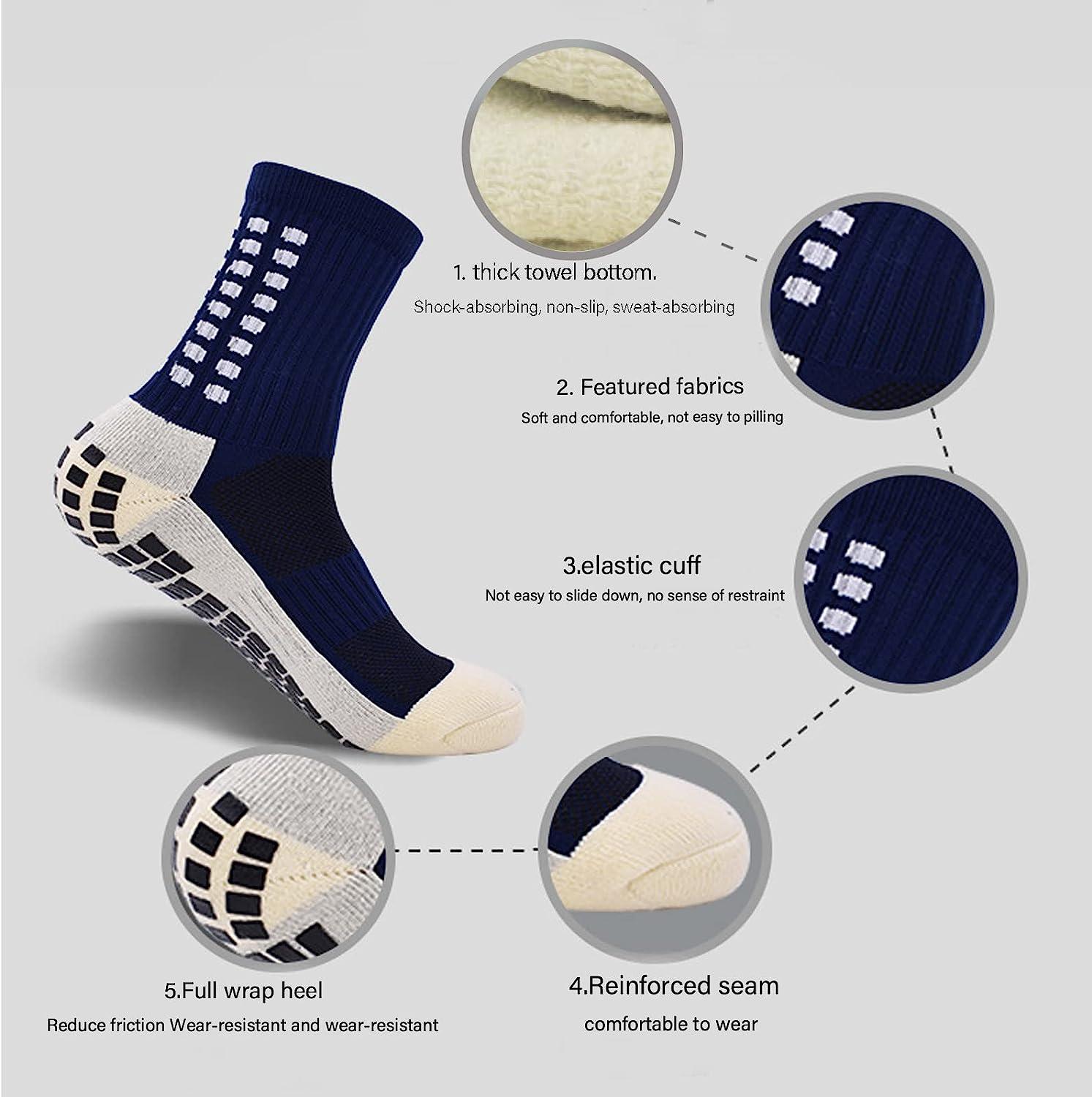 MEIANJU Men's Soccer Socks Anti Slip Non Slip Grip Pads for