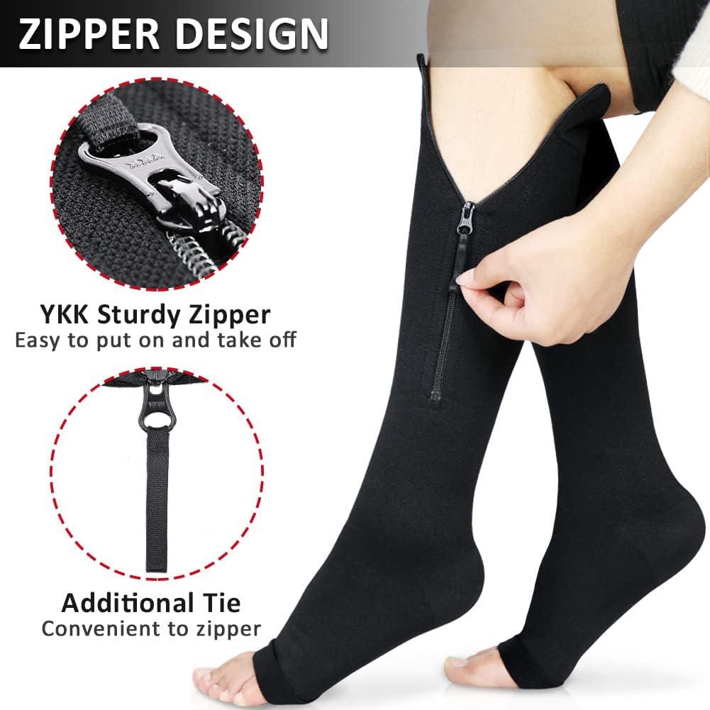Ailaka Medical Compression Socks with Zipper, Knee High 15-20 mmHg Compression  Socks for Women Men, Open Toe Support Socks for Varicose Veins, Edema,  Recovery, Pregnant, Nurse : : Clothing, Shoes & Accessories