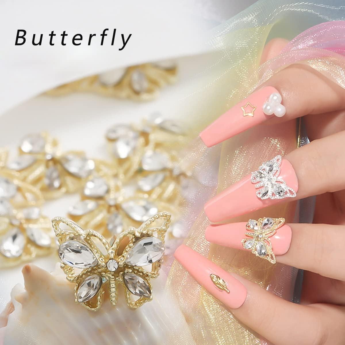 3d Butterfly Nail Charms Nails Butterflies Rhinestones Big Nail