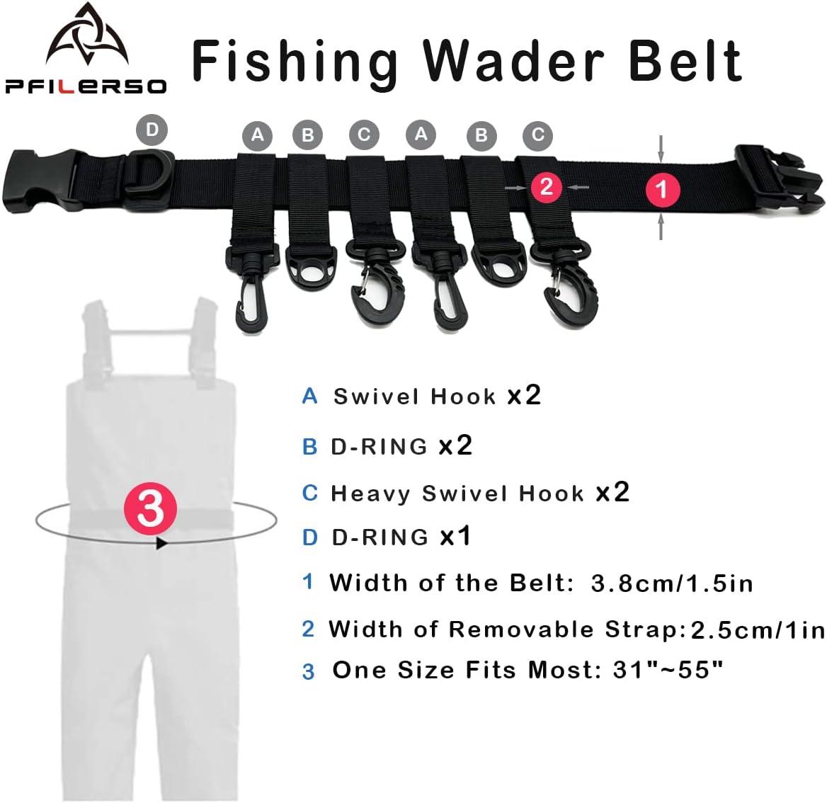 PFILERSO Adjustable Fishing Wader Belt with Lip Gripper and