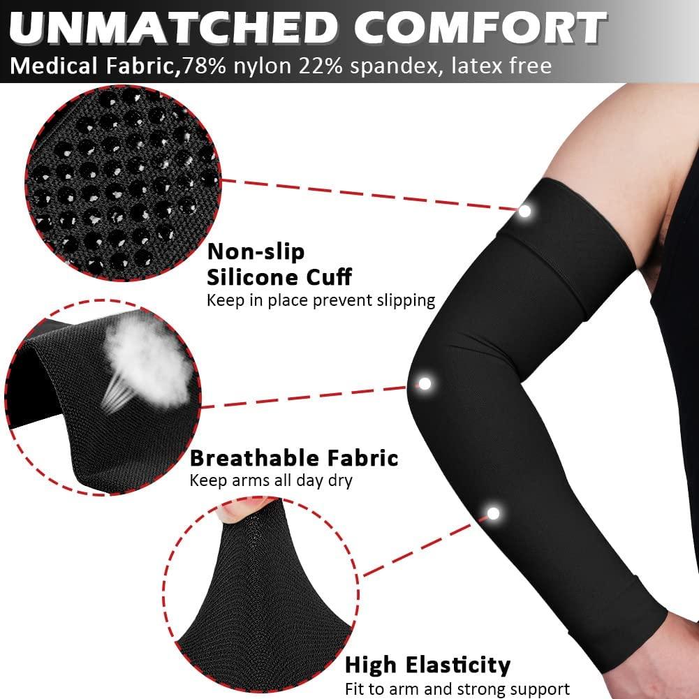 Ailaka Medical Compression Arm Sleeves for Men Women - 20-30 mmHg  Lymphedema Compression Sleeves Support for Arms Pain, Swelling, Edema, Post  Surgery Recovery, Tendonitis Black Medium(1 Pair)