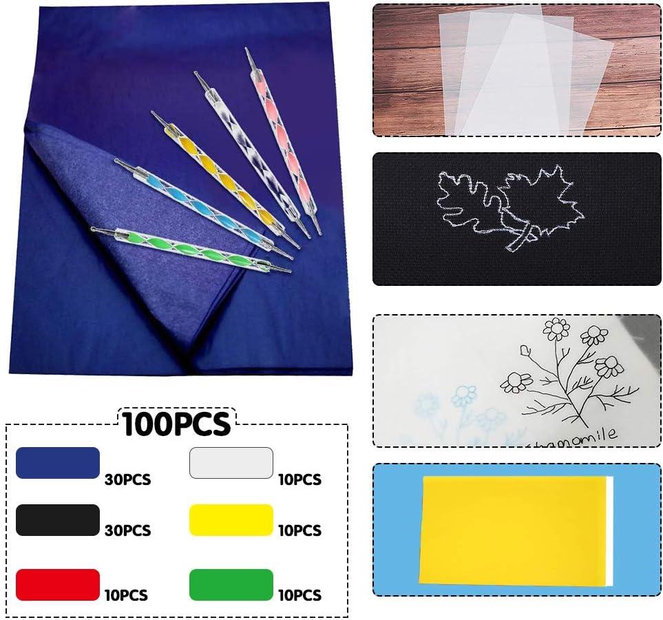  Outus White Carbon Transfer Paper 11.7 x 8.3 Inch Tracing Paper  Carbon Graphite Copy Paper with Embossing Stylus Tracing Stylus Dotting  Tools for Cloth Fabric Paper Wood (105 Pieces)