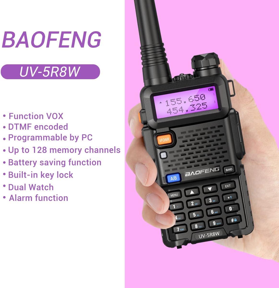  BaoFeng UV-5R 8 Watt Ham Radio BaoFeng Radio with Extra 1800mAh  Battery and 771 Antenna Dual Band Ham Radio Handheld Includes Full Kit Walkie  Talkie : Electronics