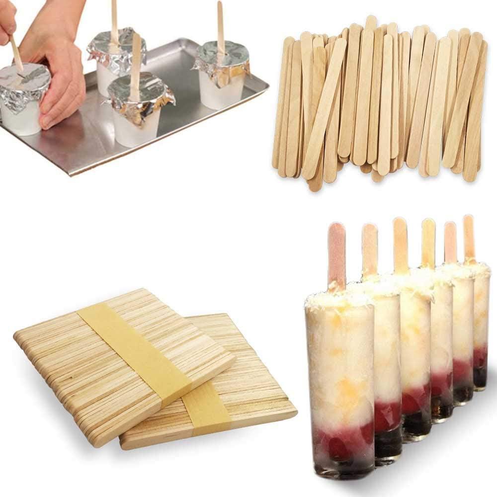200Pcs Popsicle Sticks Craft Sticks,4.5 inch Natural Wooden Food Grade  Craft Sticks,Wood Ice Cream Sticks for DIY 