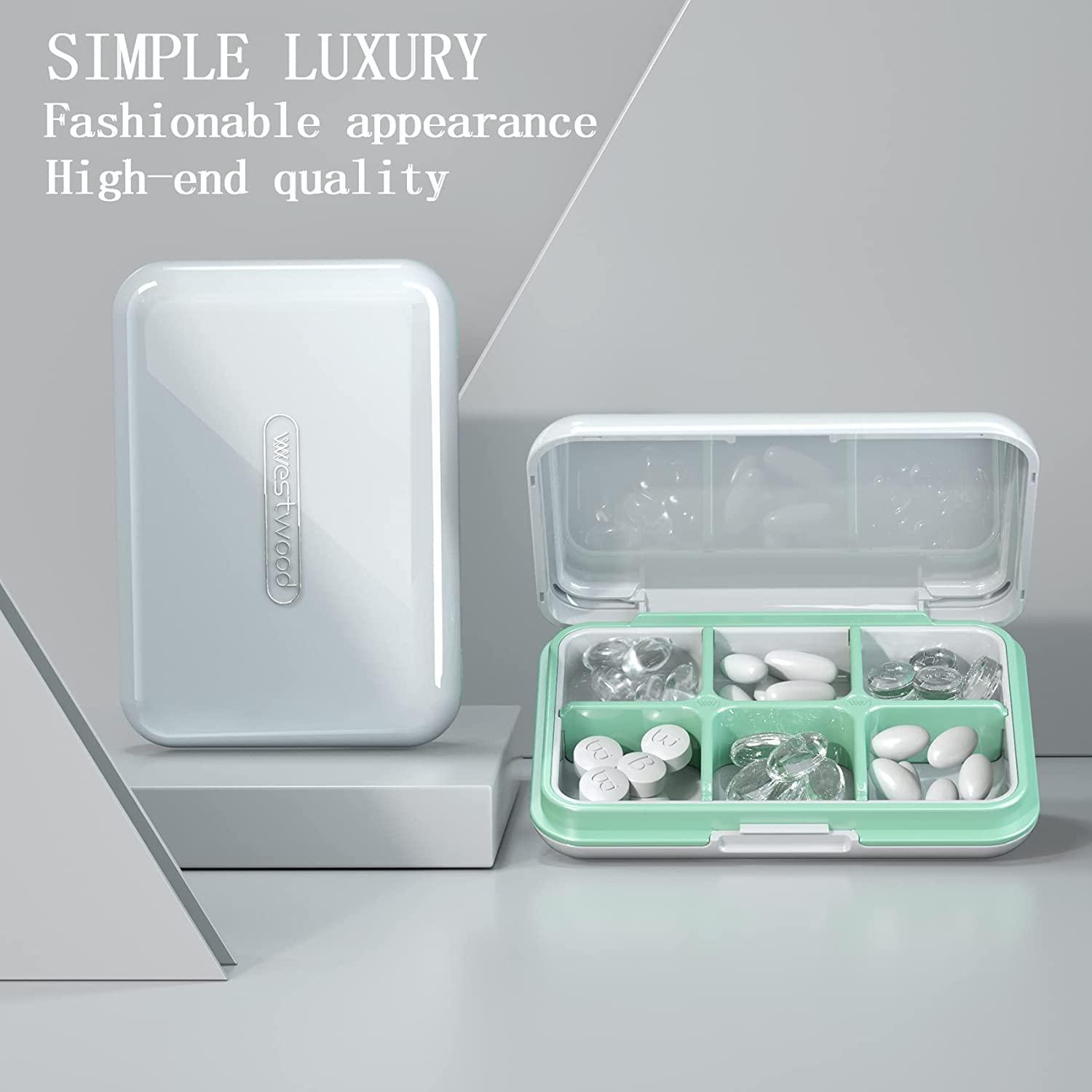 BEXEEN Travel Pill Container Box for Purse - Pill Organizer Small Travel Pill Case Moisture Proof Vitamin Medicine Container Pill Dispe