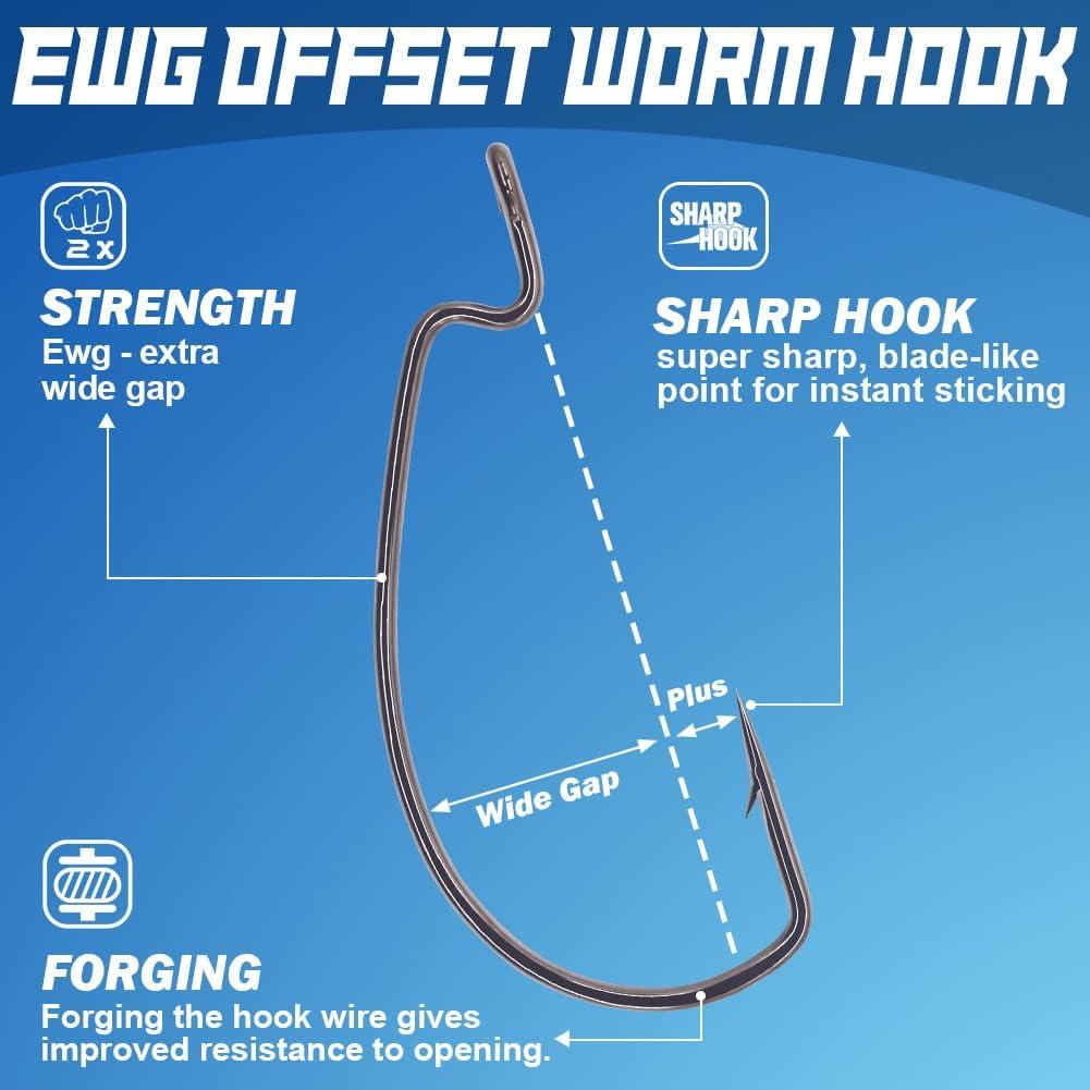 Offset Worm Hooks Wide Gap Worm Hook for Bass Fishing - China