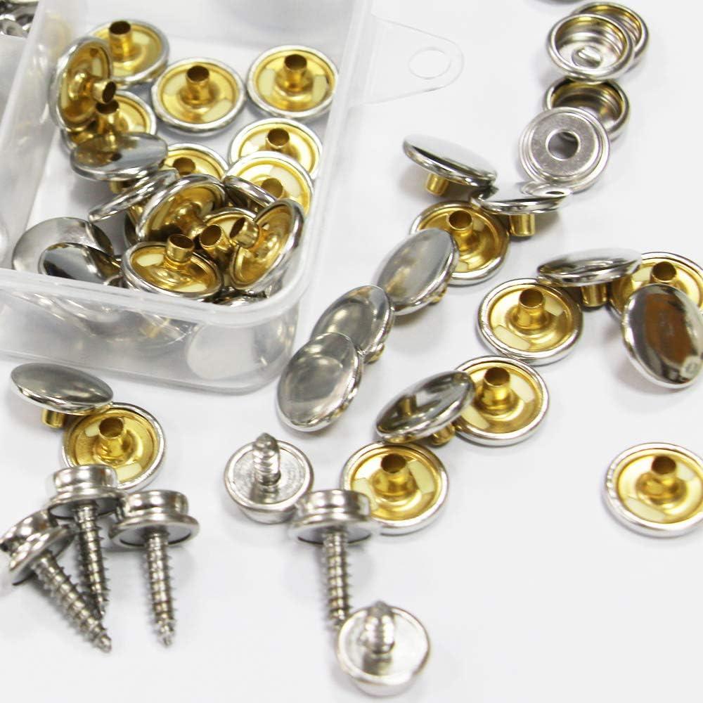 10 Pcs Cover Snap Button Fastener Kit Marine Grade Screw in Boat Canvas  Snaps Plated Brass Replacement Fastener Screw(#1) Snaps
