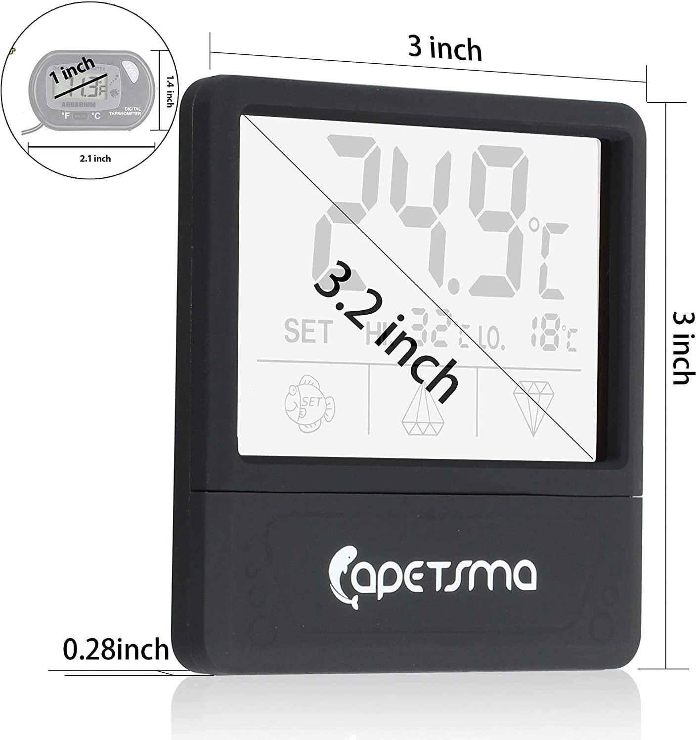 Set Of 3 Lcd Aquarium Thermometers, Digital Digital Thermometer With  Waterproof Probe Compatible With Aquarium, Terrarium And Vivarium