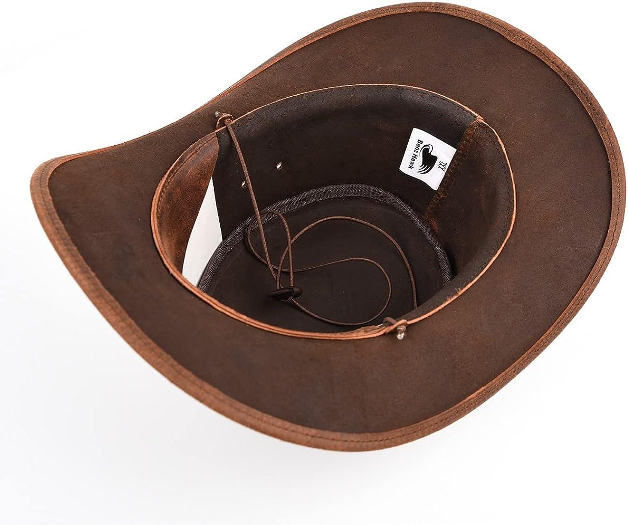 Brown Leather Floppy Hat L