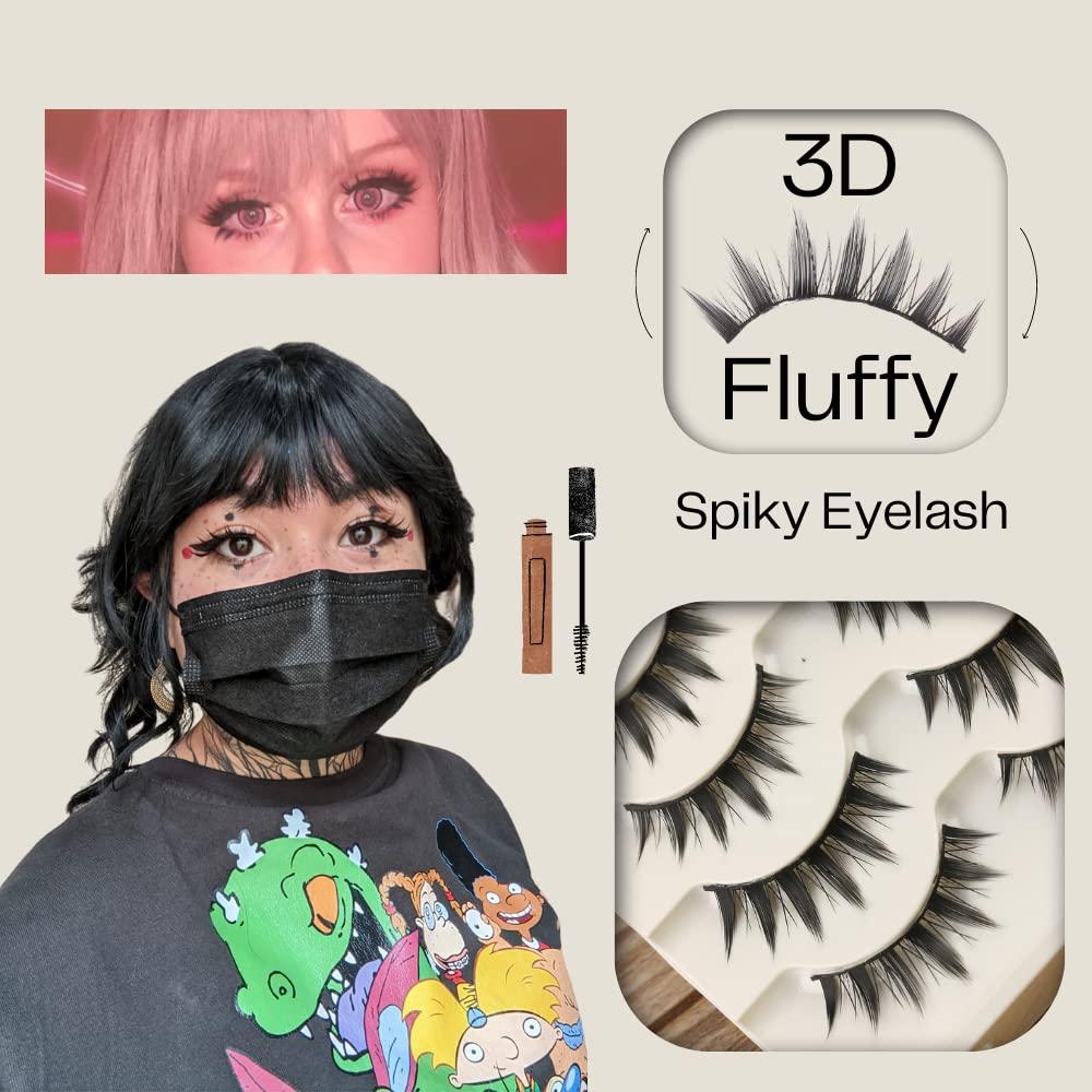 Makeup False Eyelashes,5Pairs Manga Lashes, Wispy Anime False Eyelashes  Natural Look, Fluffy Spiky Doll Eyelashes, Cartoon Lashes