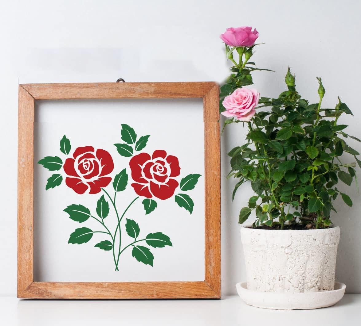 Wall Flowers Stencil Rose Pattern Reusable Paint Art Diy Crafts