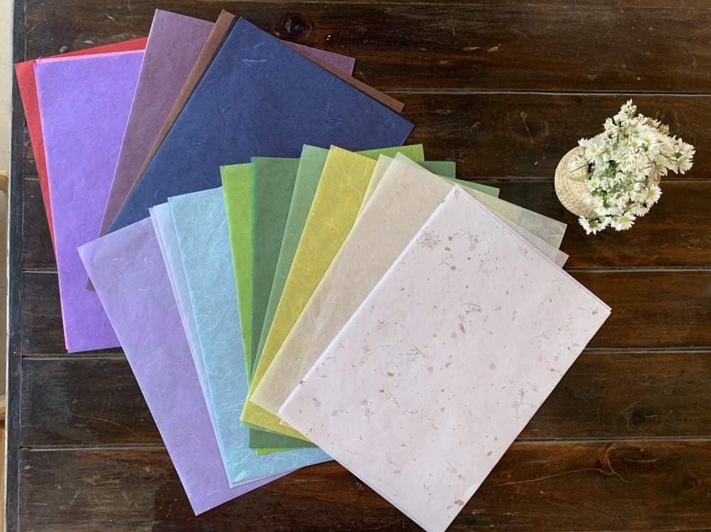 50 Mulberry Paper Sheets Plain Colors Origami Design Craft Hand Made Art  Tissue Japan Washi Card Making Decoupage (Pink)