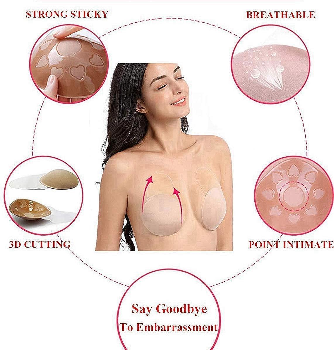 Sticky Bra,Breast Lift Tape Adhesive Bra Push Up Invisible Strapless  Backless Bra Reusable for Women