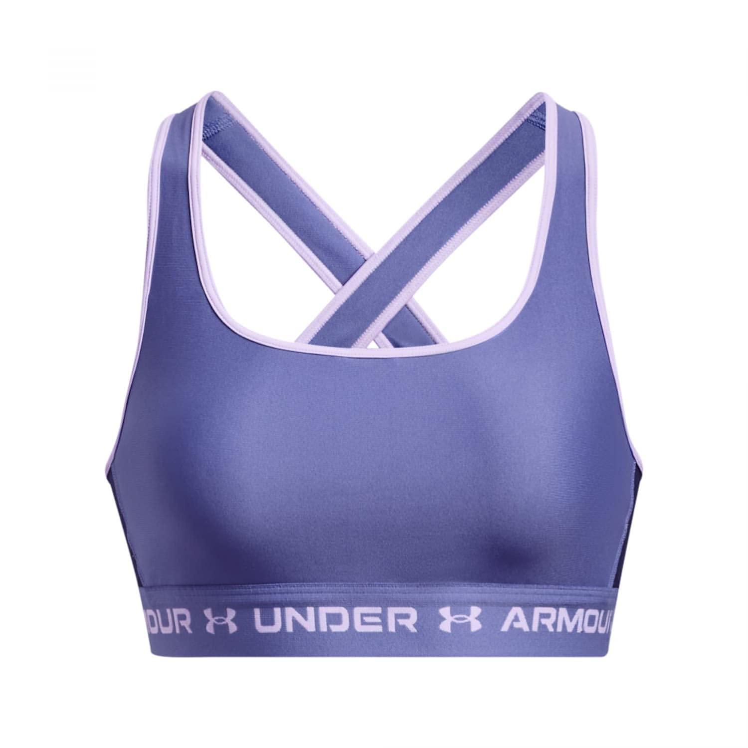 Under Armour Womens HeatGear Armour Sports Bra, Baja Blue / White
