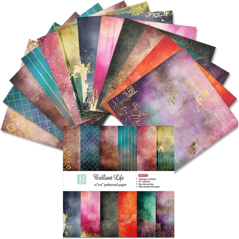 Scrapbook Paper Pack 12x12 Brilliant life Vintage Pattern Printed Paper  Classic Old Looking Background Craft Papers for Scrapbooking Card Making  Decoration 12 Designs 24 Sheets