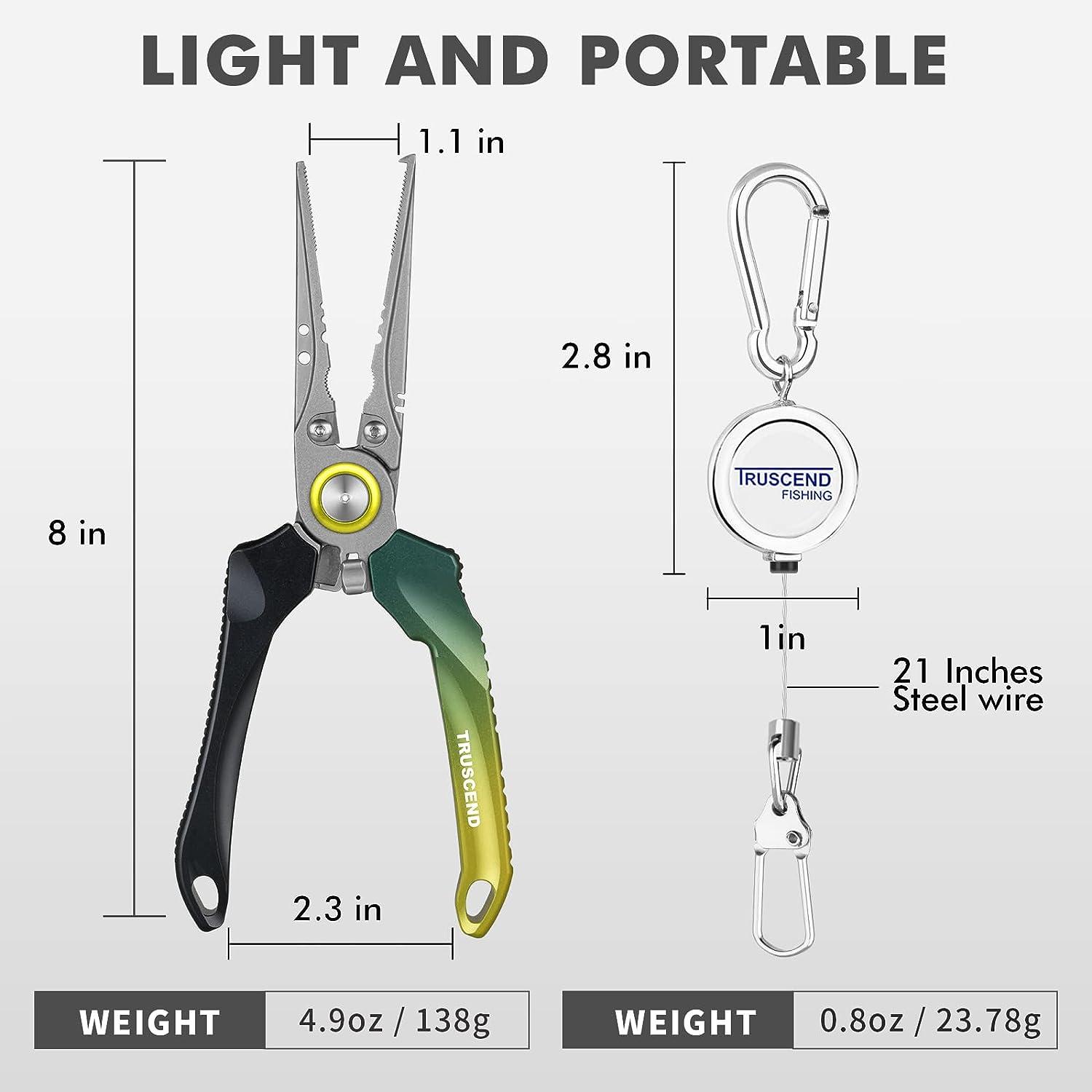 TRUSCEND Fishing Pliers Saltwater with Mo-V Blade Cutter, Corrosion  Resistant Teflon Coated Muti-Function Fishing Gear as Split Ring Plier Line  Cutter Hook Remover, Fishing Gifts for Men Unique A-space Grey