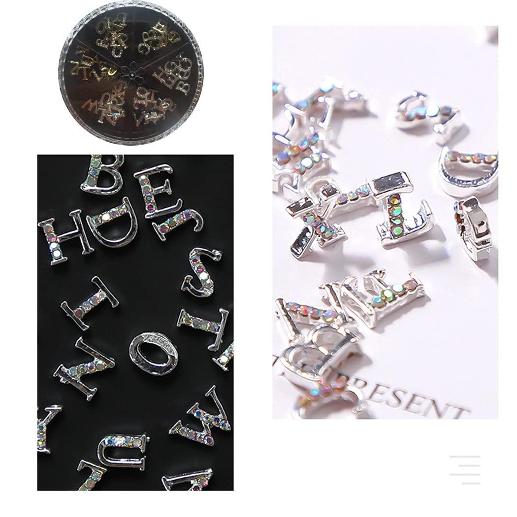 WOKOTO 52pcs Gold And Silver Nail Letter Charms For Nails Letter Nail Charms  For Nail Art 3d Nail Art Charms Nail Gems Nail Jewels Set Letters For Nails  3d Letters Rhinestones For