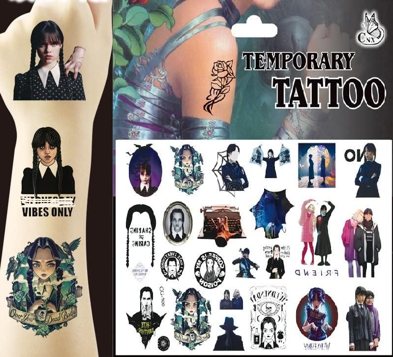 Amazon.com : Wednesday Addams Temporary Tattoo Set 7 : Beauty & Personal  Care