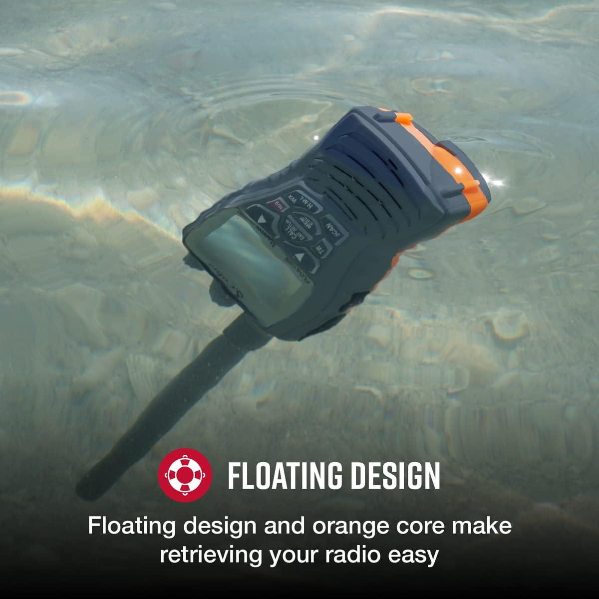 Marine 6-Watt Floating VHF Radio in Gray