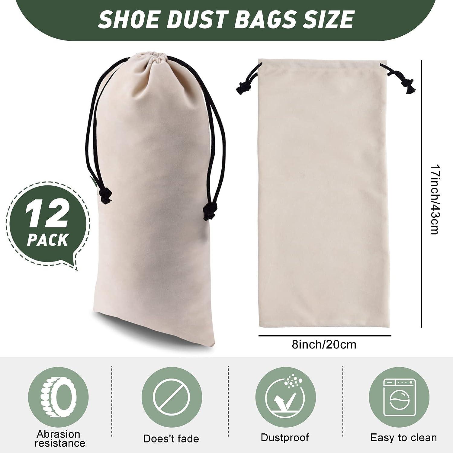 Shoe Dust Bags - 2 Pack Beige Duster Flannel Double Shoe Pouch with  Drawstring Closure, Washable Breathable Cotton Fabric Cloth for Travel,  Home