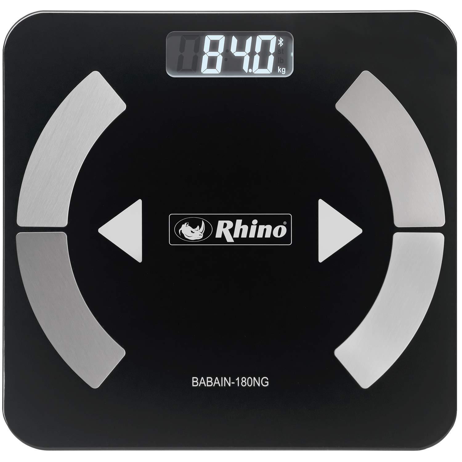 RHINO Smart Scale for Body Weight, High Precision, Bluetooth, Fitdays App,  iOS and Android, Bathroom Wireless Machine for Fat, Muscle, BMI, 14 Body
