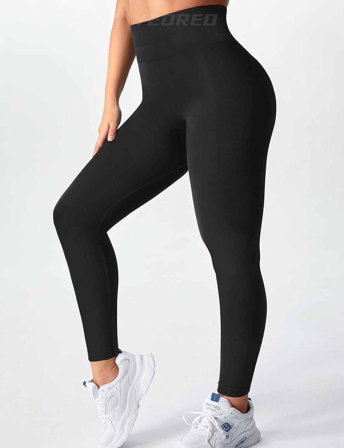 Aoxjox Seamless Scrunch Legging for Women Asset Tummy Control Workout Gym  Fitness Sport Active Yoga Pants (Black, Small)