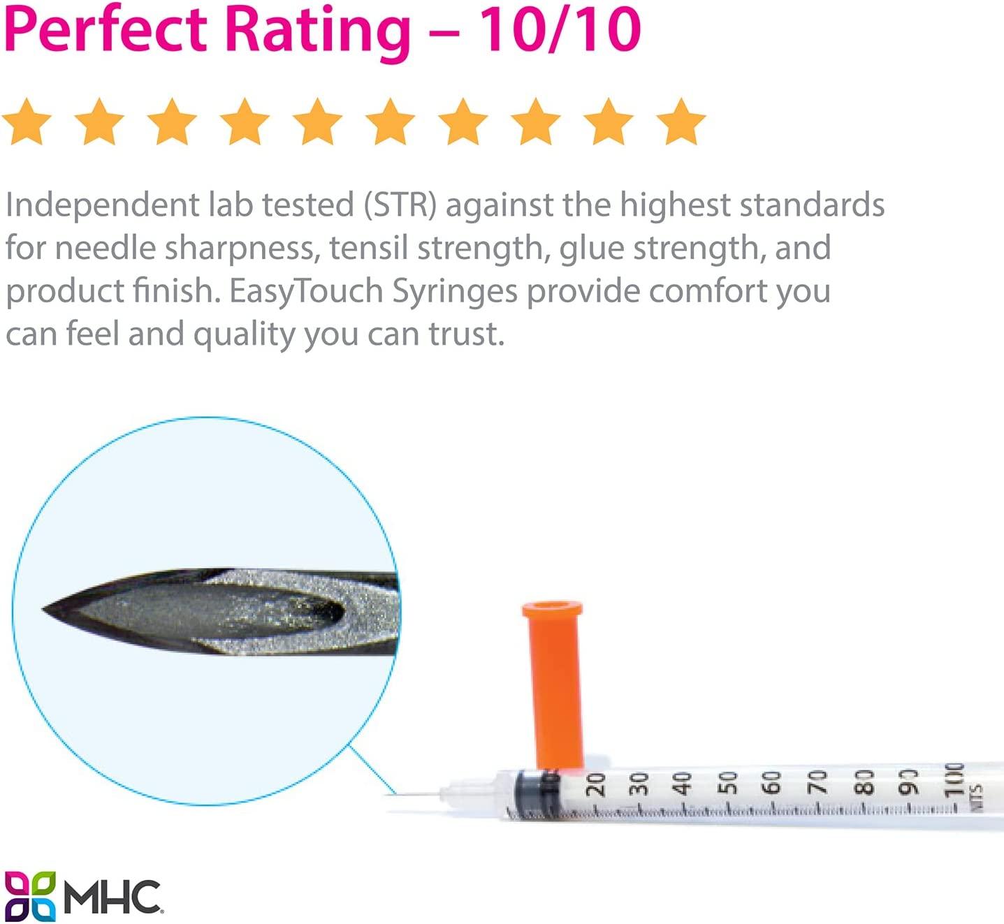  EasyTouch U-100 Insulin Syringe with Needle, 29G 1cc 1