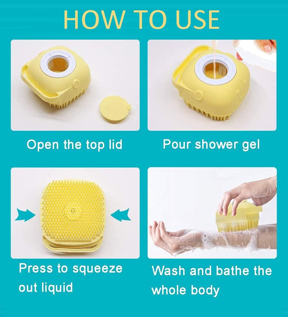80ml Silicone Bath Body Brush Shower Scrubber with Gel Dispenser Soft  Massager Shower Loofah Brush Baby