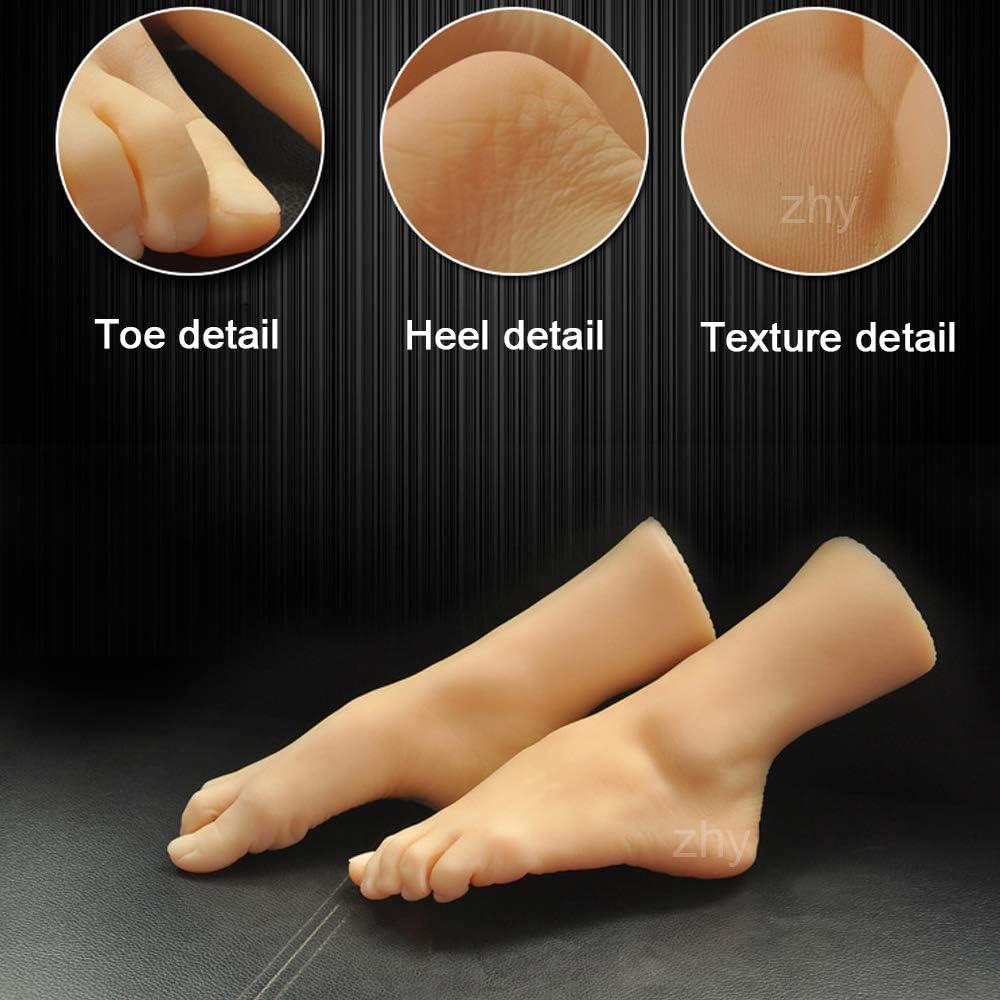 Realistic Silicone Foot, 1 Pair Silicone Life Size Female Mannequin Foot  with Bone Display Jewelry Sandal Shoe Sock Display Art Sketch,A Pair,46 :  : Home