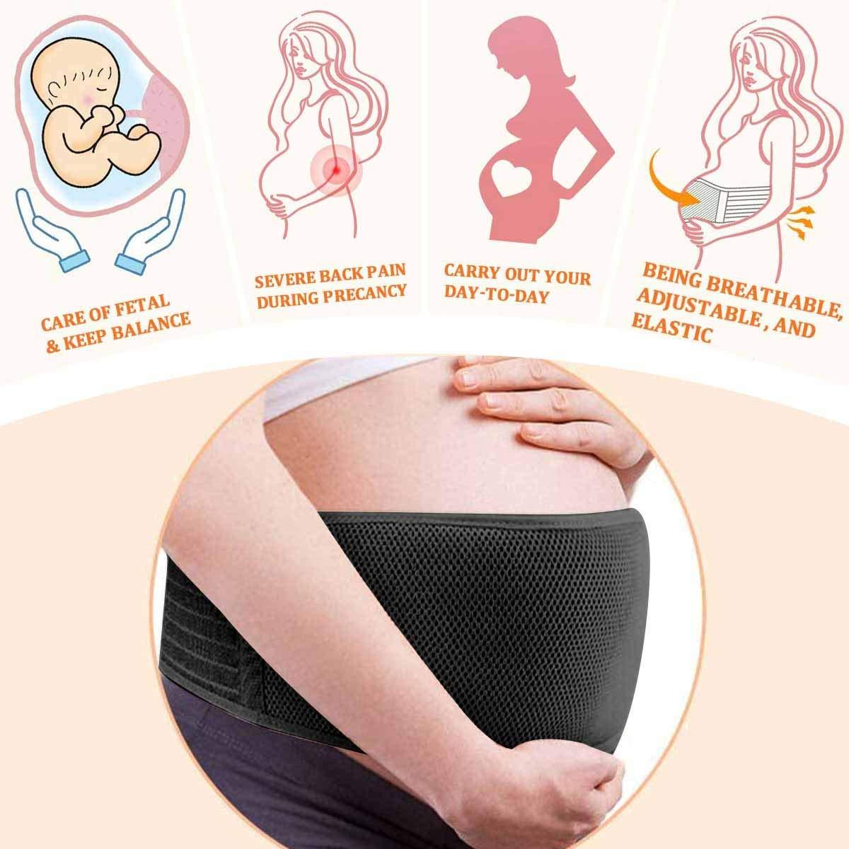 Belly Band for Pregnancy Maternity Belt Pregnancy Support Belt Bump Band  Abdominal Brace Belt - Relieve Lower Back , Pelvic and Hip Pain (  Breathable / Adjustable ) (Black)