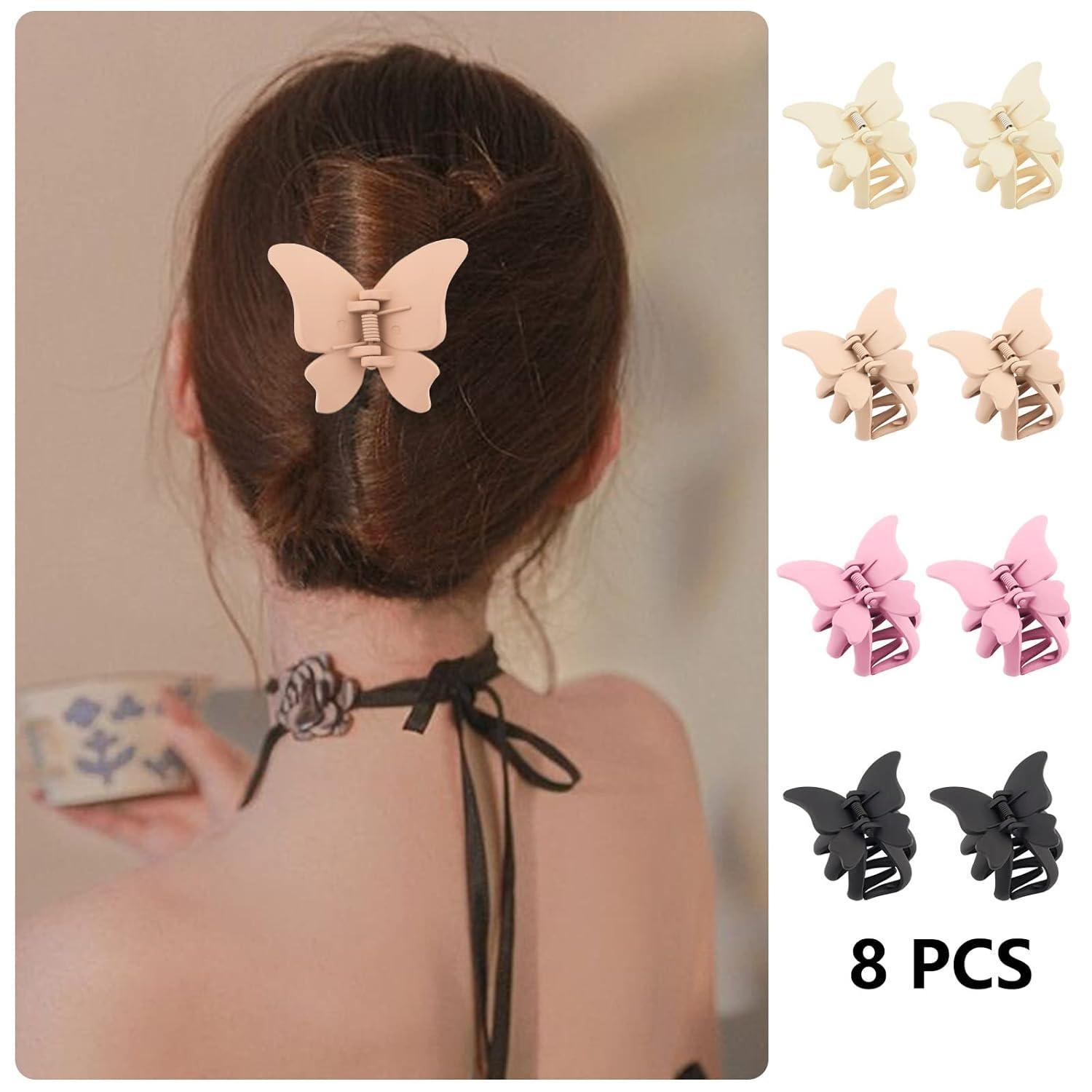 GITGRNTH Pack Of 4 Butterfly Hair Claw Clips, Transparent Thick