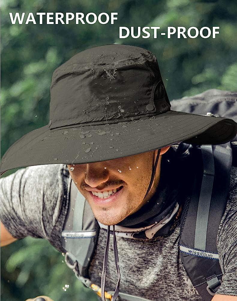 Men Wide Brim Sun Hat UV Protection Bucket Cap for Hiking Camping Fishing  Safari