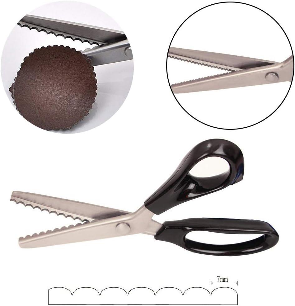 Pinking Shears, Fabric Decorative Round Edge Stainless Steel Pinking Shears  Professional Zig Zag Craft Scissors (7mm)