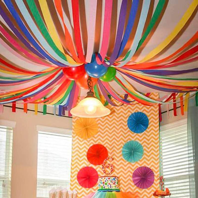 12 Rolls Crepe Paper Streamers Birthday Decoration Rainbow Party Streamers  Decorations For Weddings, Engagement