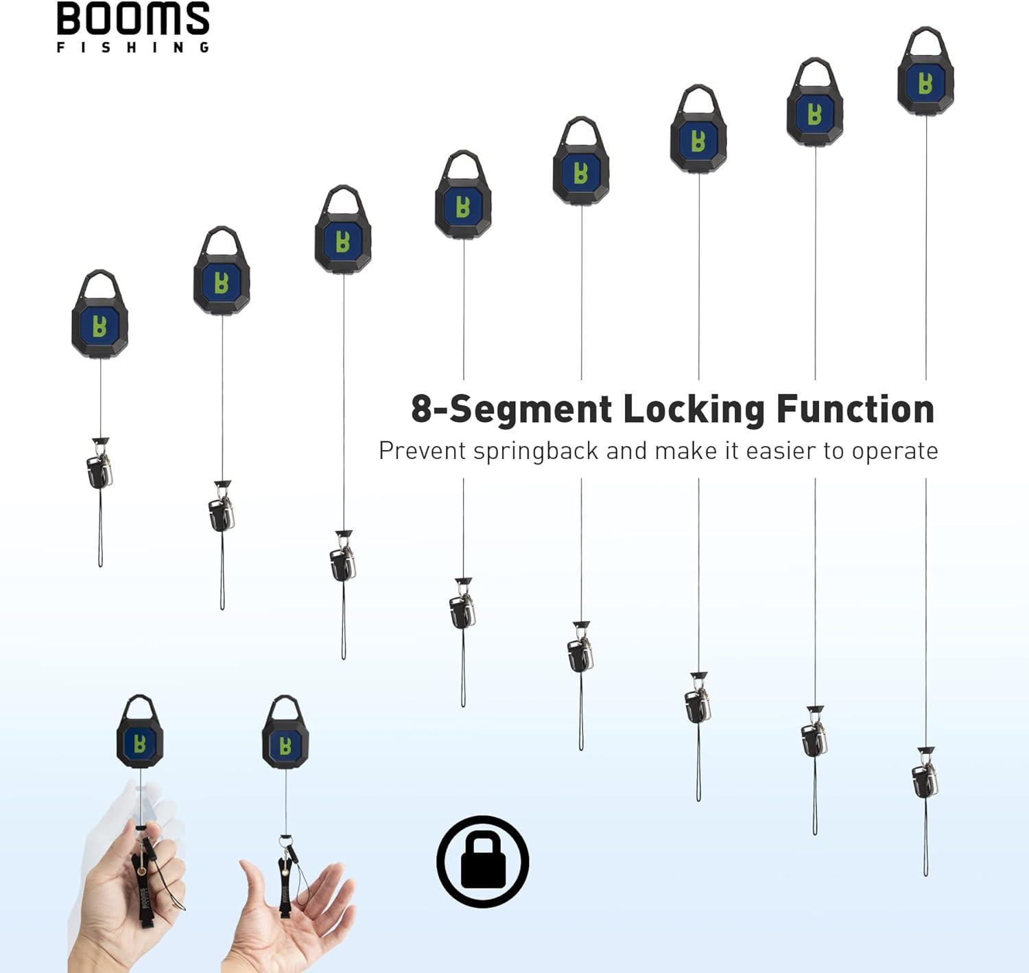 Booms Fishing RG4 2-Pack Fly Fishing Retractor Locking Retractable Gear  Tether Heavy Duty Retractable Keychain with 27.5 Steel Retractable Cord  7.7oz 2-Pack Black