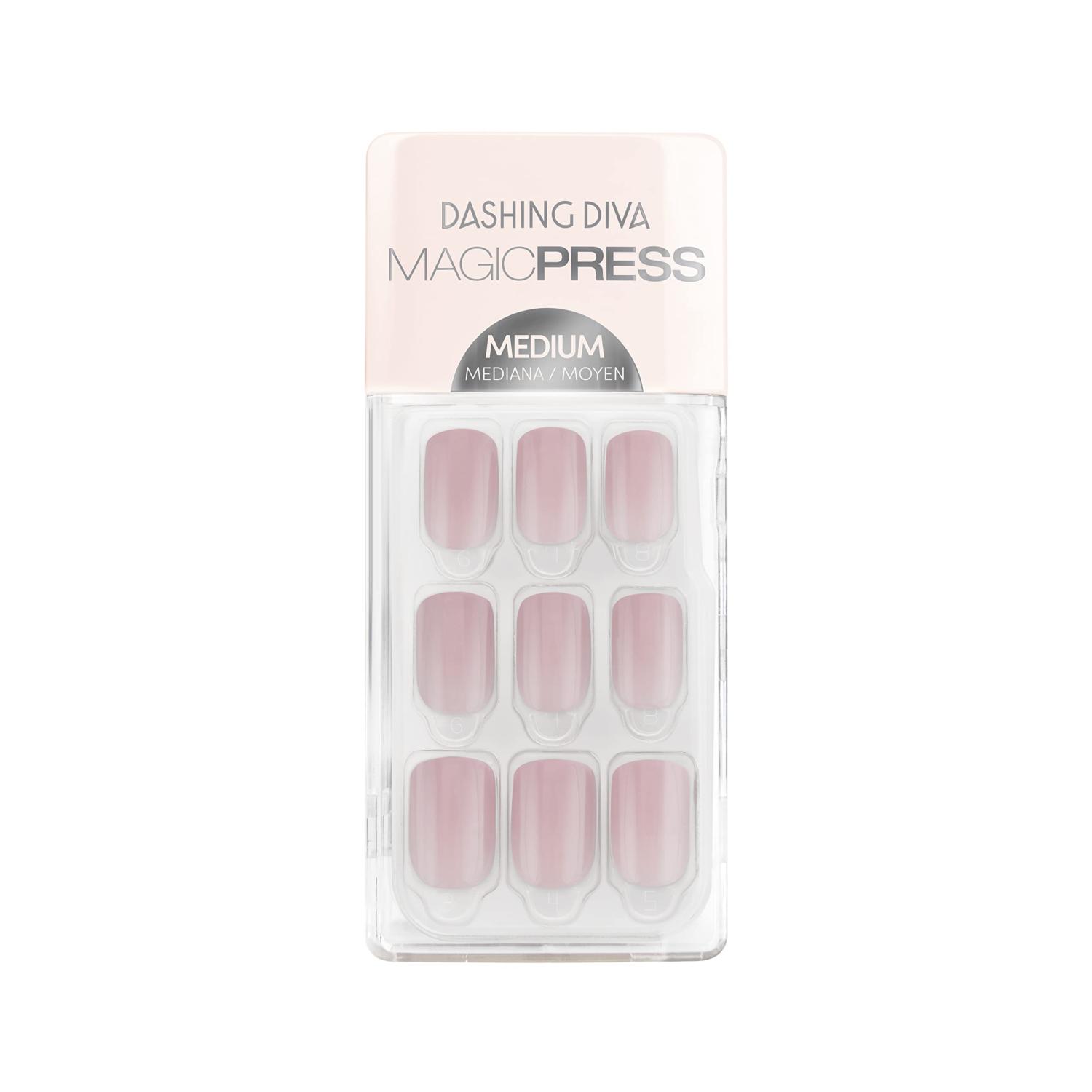 Dashing Diva Magic Press Nails - Sandy Satin, Medium Square Press On Nails, Long Lasting Stick On Gel Nails, Lasts Up to 7 Days