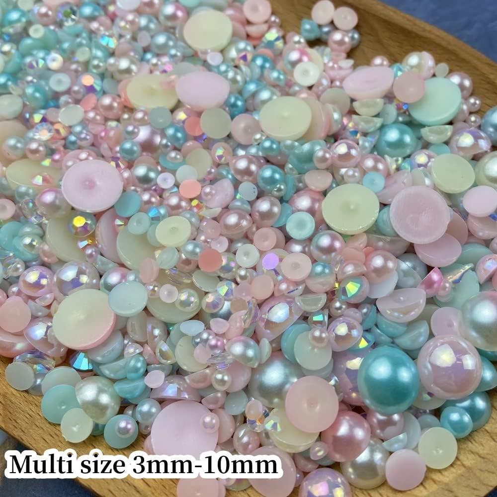 Mixed Size Flatback Pearls And Rhinestone 3mm-10mm AB Color Resin  Rhinestones Half Pearls For Crafts Tumblers Nail Art Clothes - AliExpress