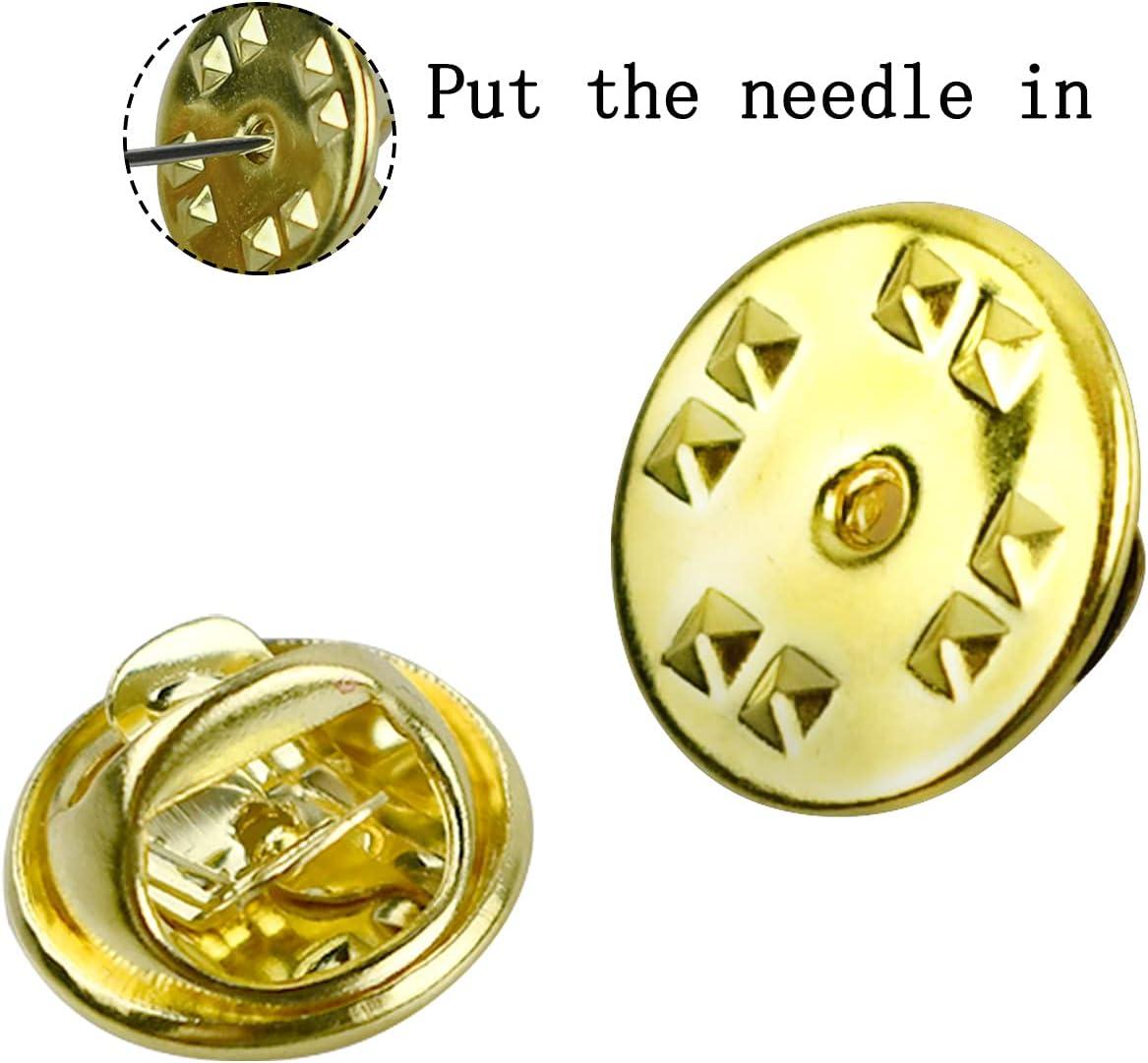 100PCS Pin Backs Metal Locking Pin Backs Brass Clutch for Brooch Tie Hat  Badge Insignia Pin Backs Replacement (Gold)